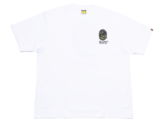 A Bathing Ape Camo Stone Ape Head Relaxed Fit Tee in White xld