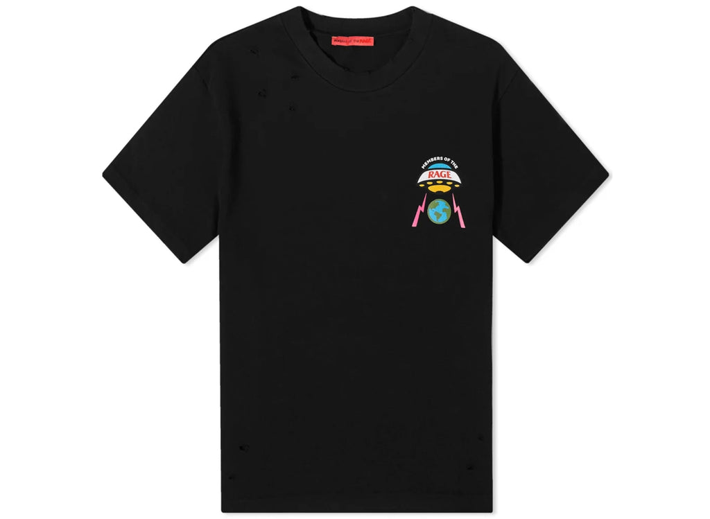 Members Of The Rage Distressed Small Logo T-Shirt in Black
