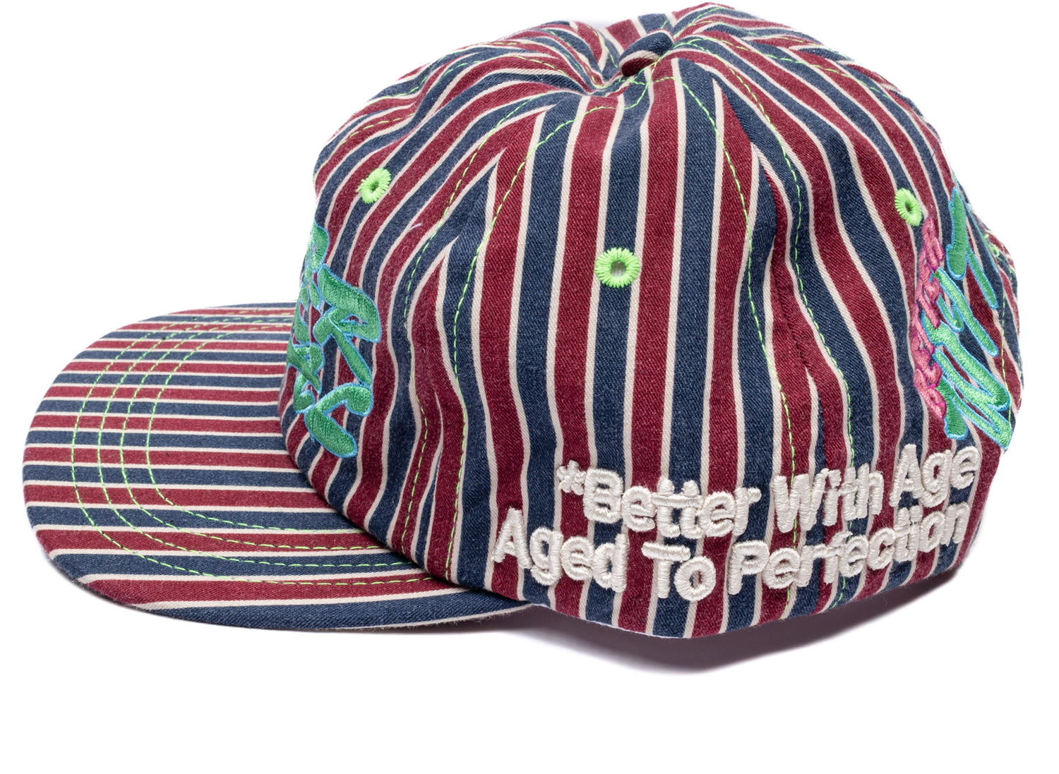 Better With Age Deep Reconstructed Button Down Hat in multi-color, a handmade one-of-one unisex cap, view 2