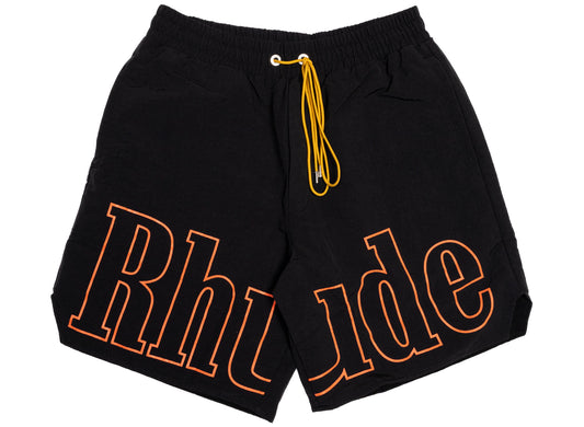 Rhude Logo Track Short in Black / Orange