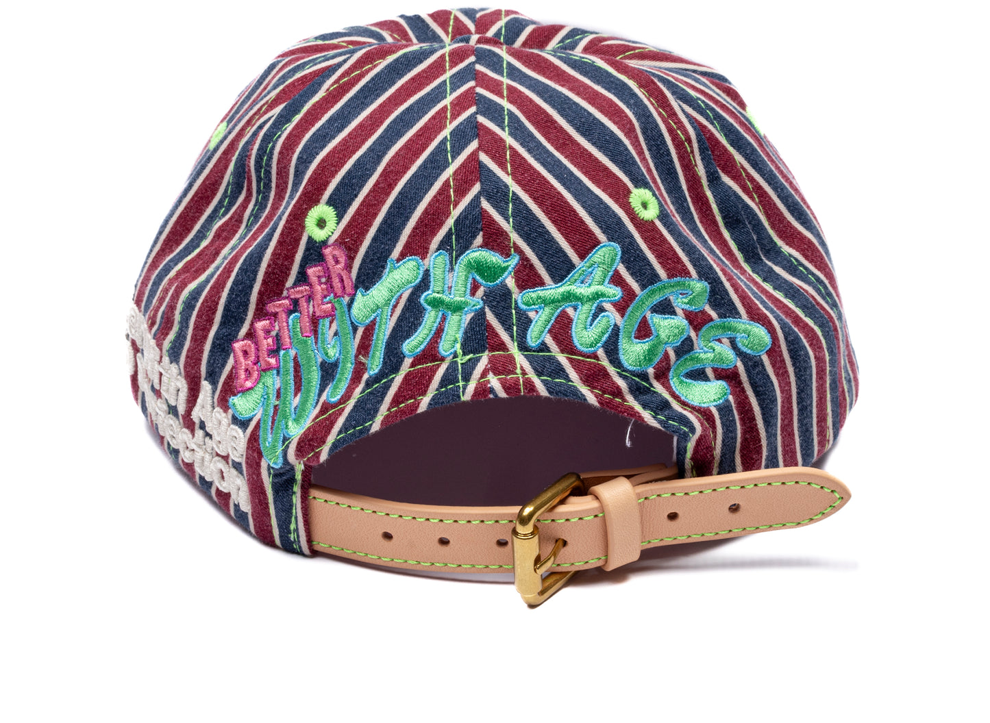 Better With Age Deep Reconstructed Button Down Hat in multi-color, a handmade one-of-one unisex cap, view 3