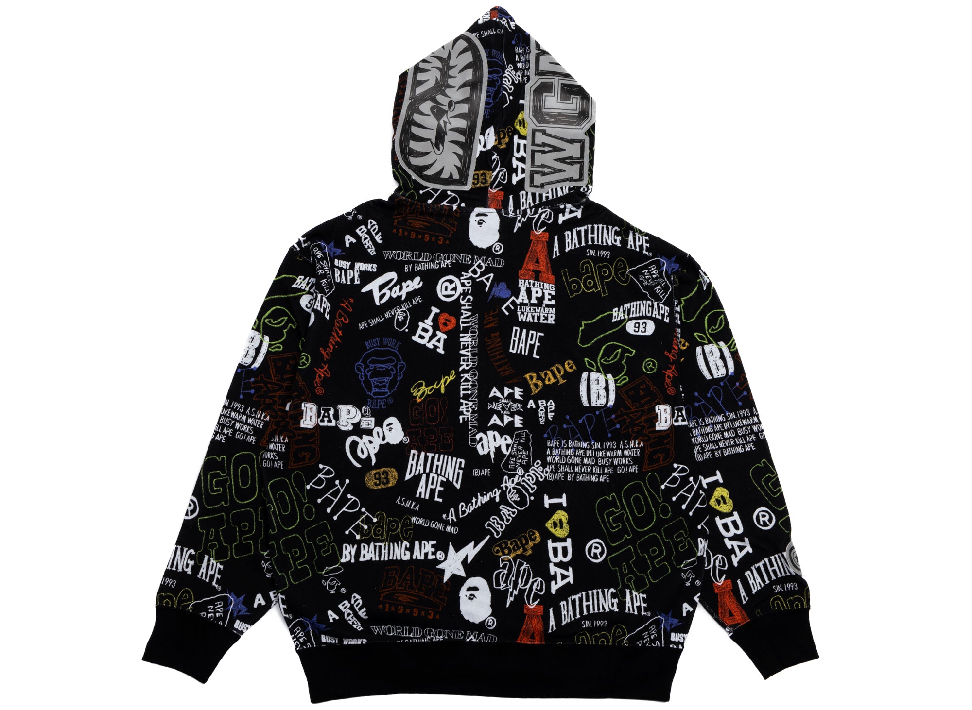 A Bathing Ape Hand Drawn Patter Shark Zip Hoodie – Oneness Boutique