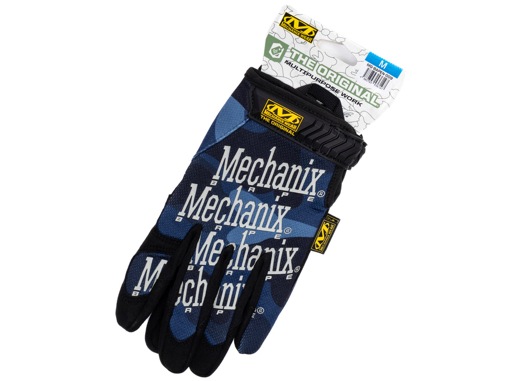 A Bathing Ape Color Camo Mechanix Wear Gloves in Navy
