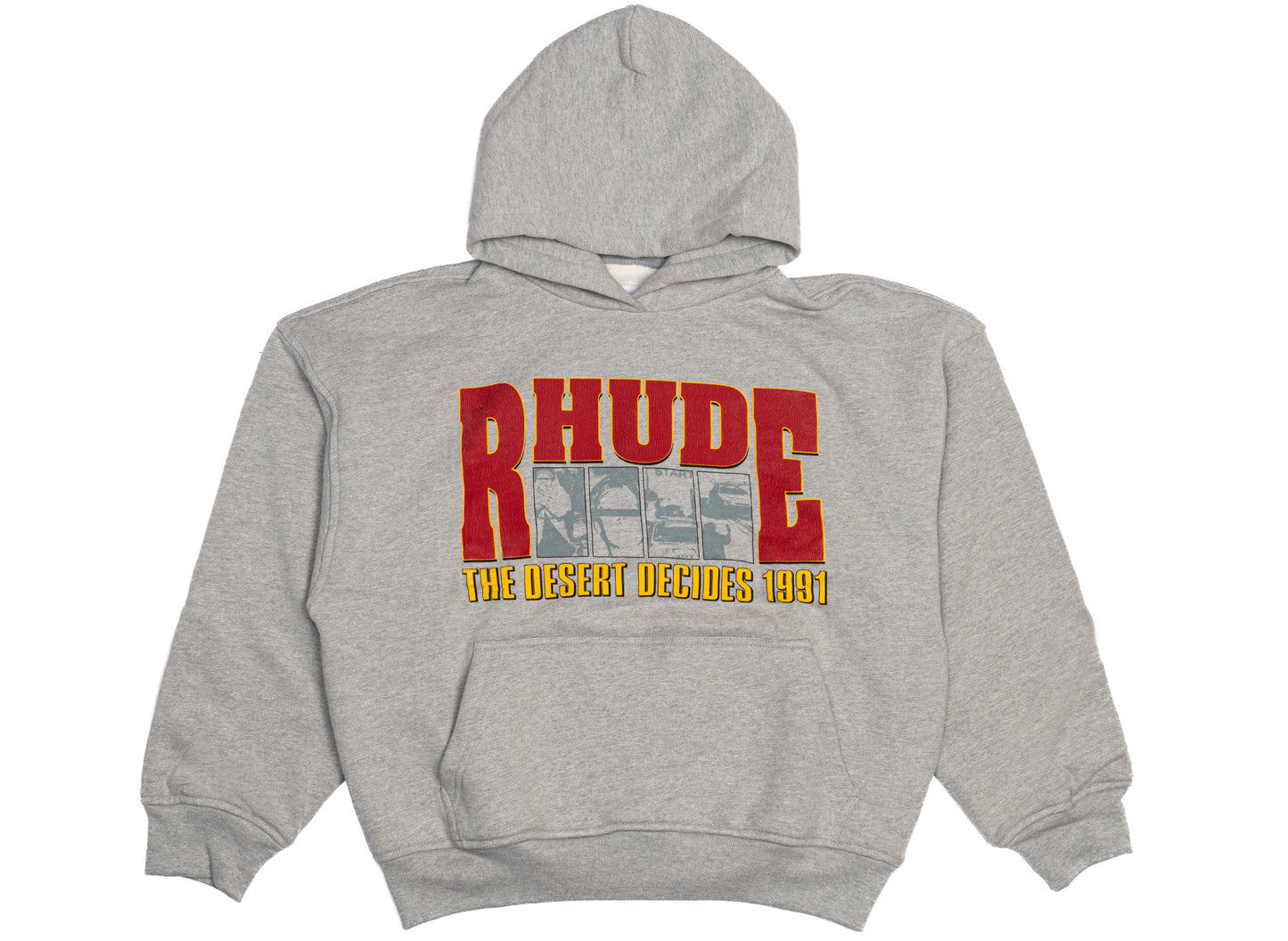 Rhude The Desert Decides Hoodie in Heather Grey / Red / Multi