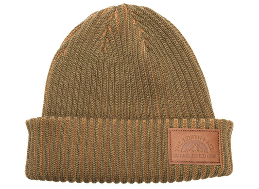The North Face Salty Lined SE Beanie in Caraway Seed / Leather Brown