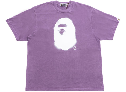 A Bathing Ape Spray Ape Head Garment Dyed Tee in Purple xld