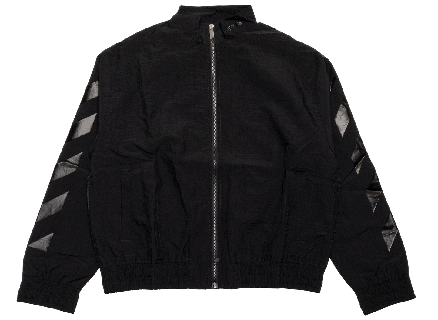 OFF-WHITE Glossy Arrow Nylon Relax Tracktop in Black