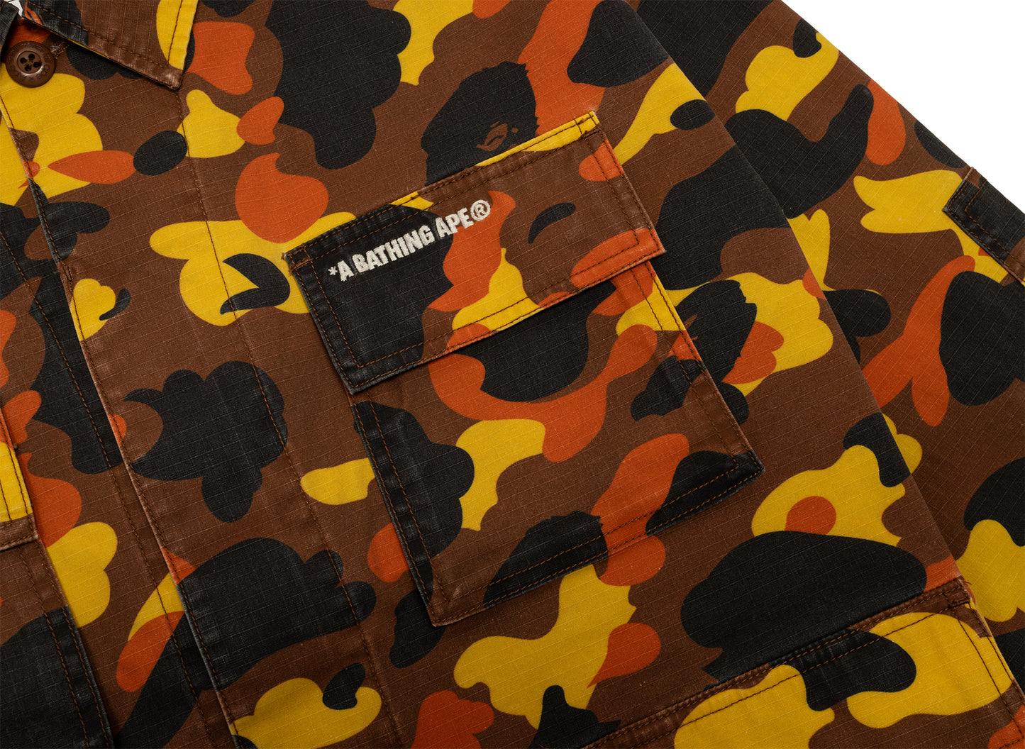 A Bathing Ape 1st Camo Heavy Washed Multi Pocket Cargo LS Shirt
