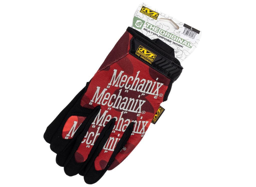 A Bathing Ape Color Camo Mechanix Wear Gloves in Red