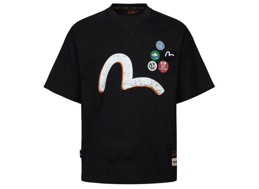 Evisu Multi-Logo & Slogan Misty Print Relaxed Fit T-Shirt