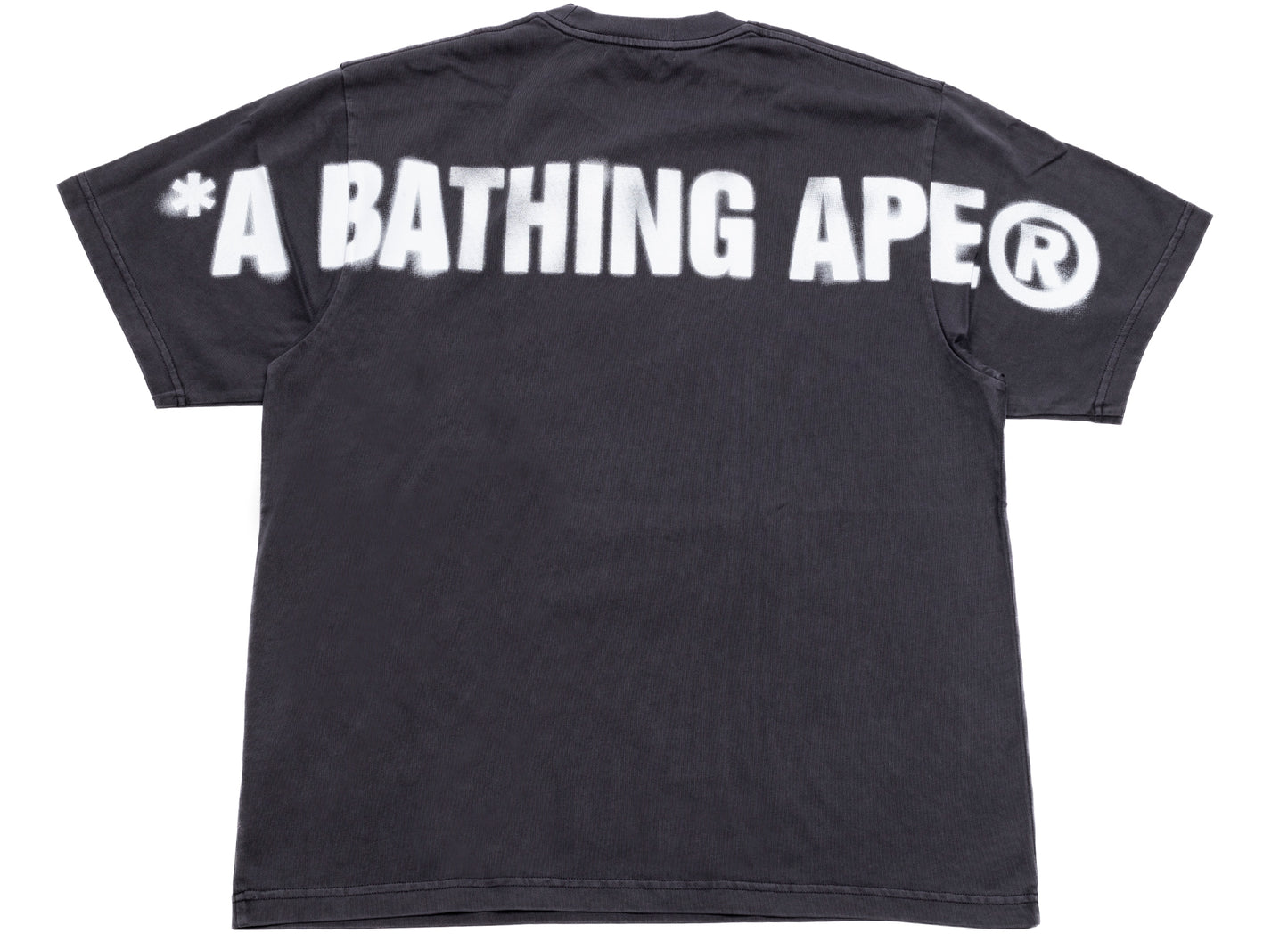 A Bathing Ape Spray Ape Head Garment Dyed Tee in Black xld