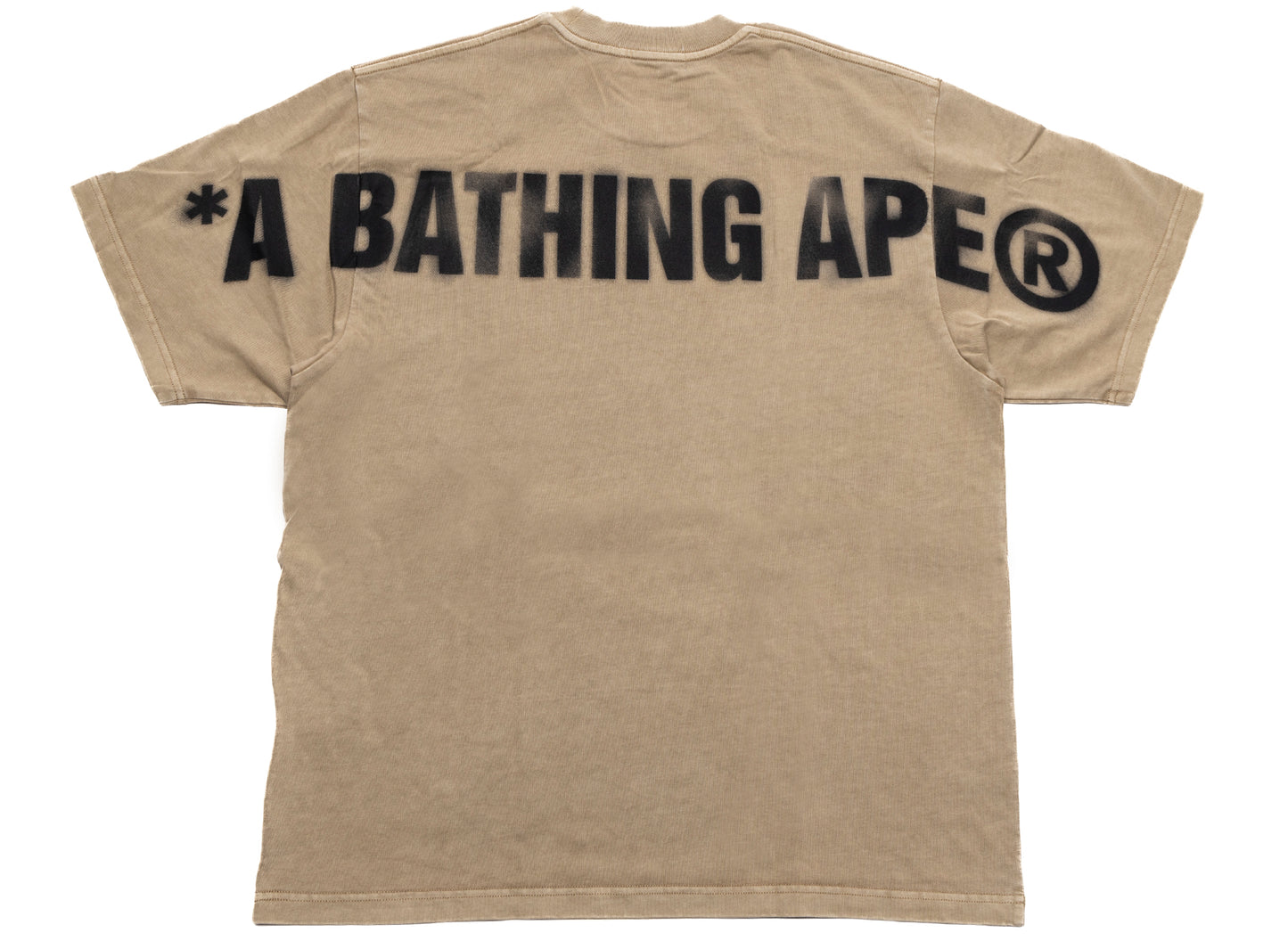 A Bathing Ape Spray Ape Head Garment Dyed Tee in Beige xld