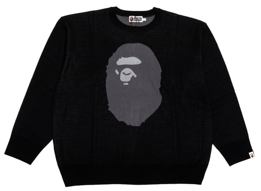 A Bathing Ape Ape Head Jacquard Knit Sweater in Black xld