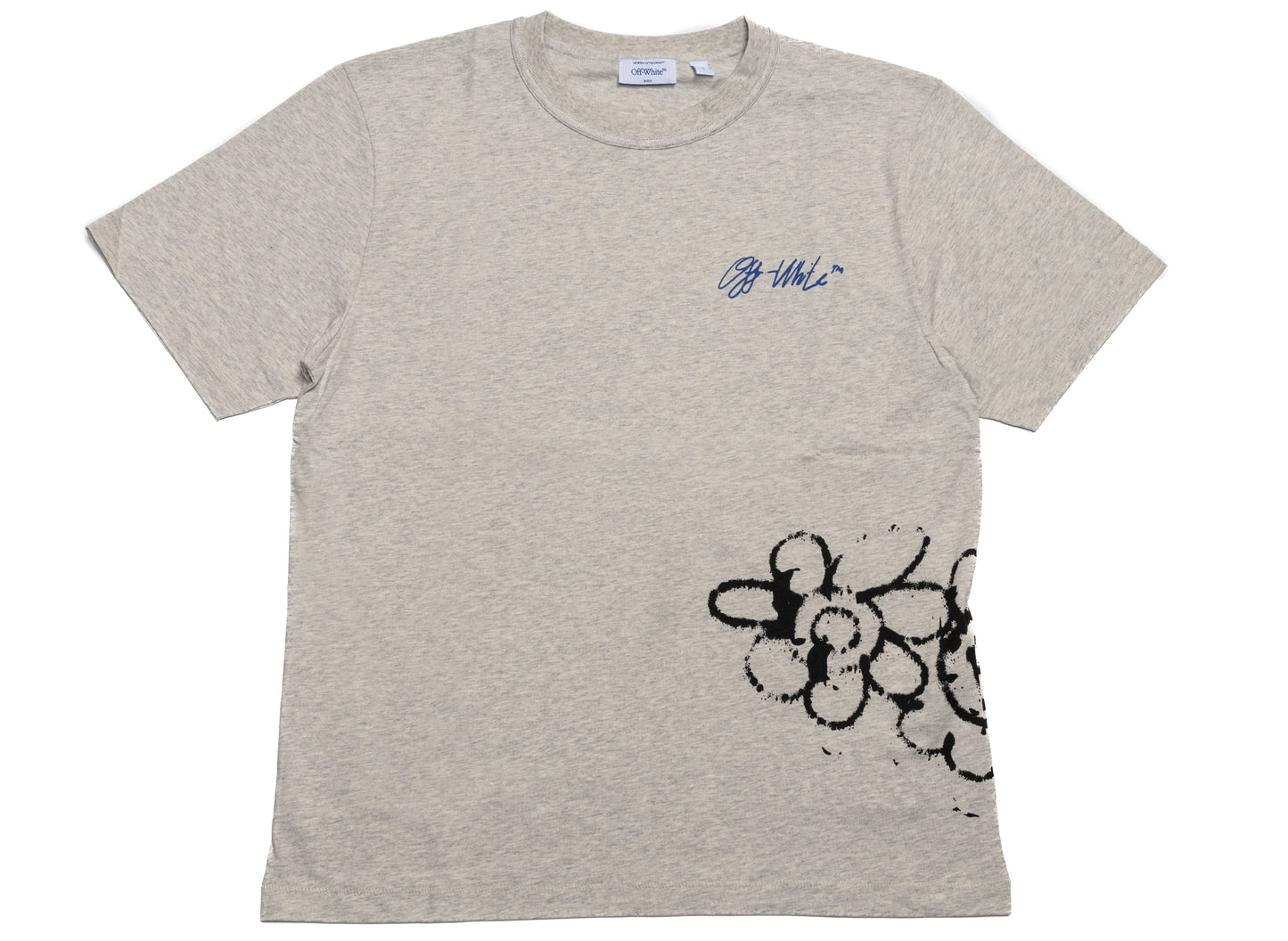 OFF-WHITE Metal Flowers Regular Short Sleeve T-Shirt in Grey Melange