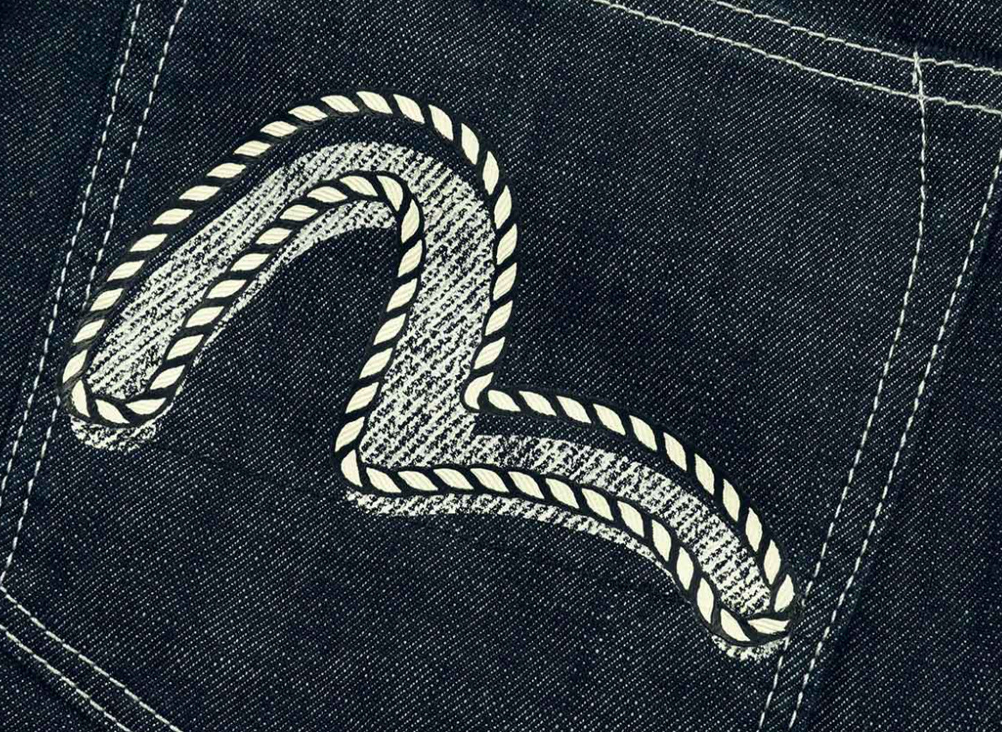 Evisu Rope Pattern Seagull Print Carrot Fit Denim Jeans