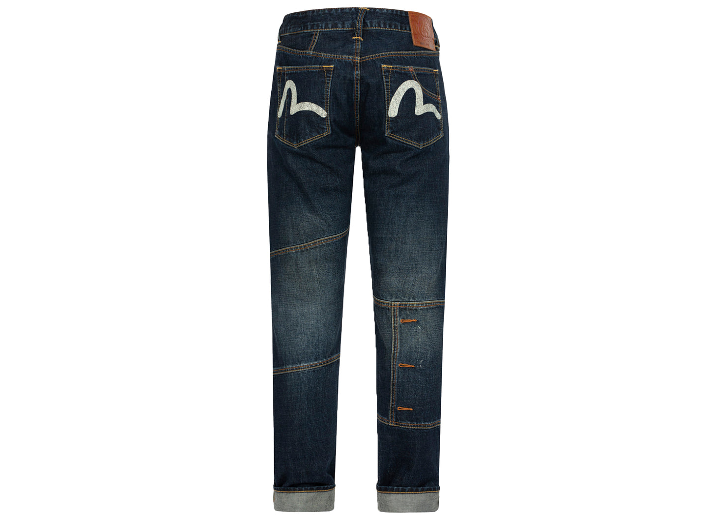 Evisu Seagull Print Carrot Fit Deconstructed Selvedge Denim Jeans