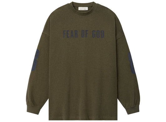 Fear of God Essentials Merch Long Sleeve Tee in Moss