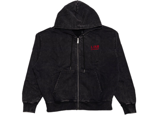L/AB c/o Off-White™ Off Active Washed Full Zip Hoodie in Black