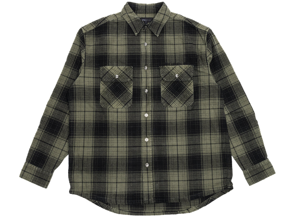 Purple Brand Plaid Flannel L/S Shirt in Green