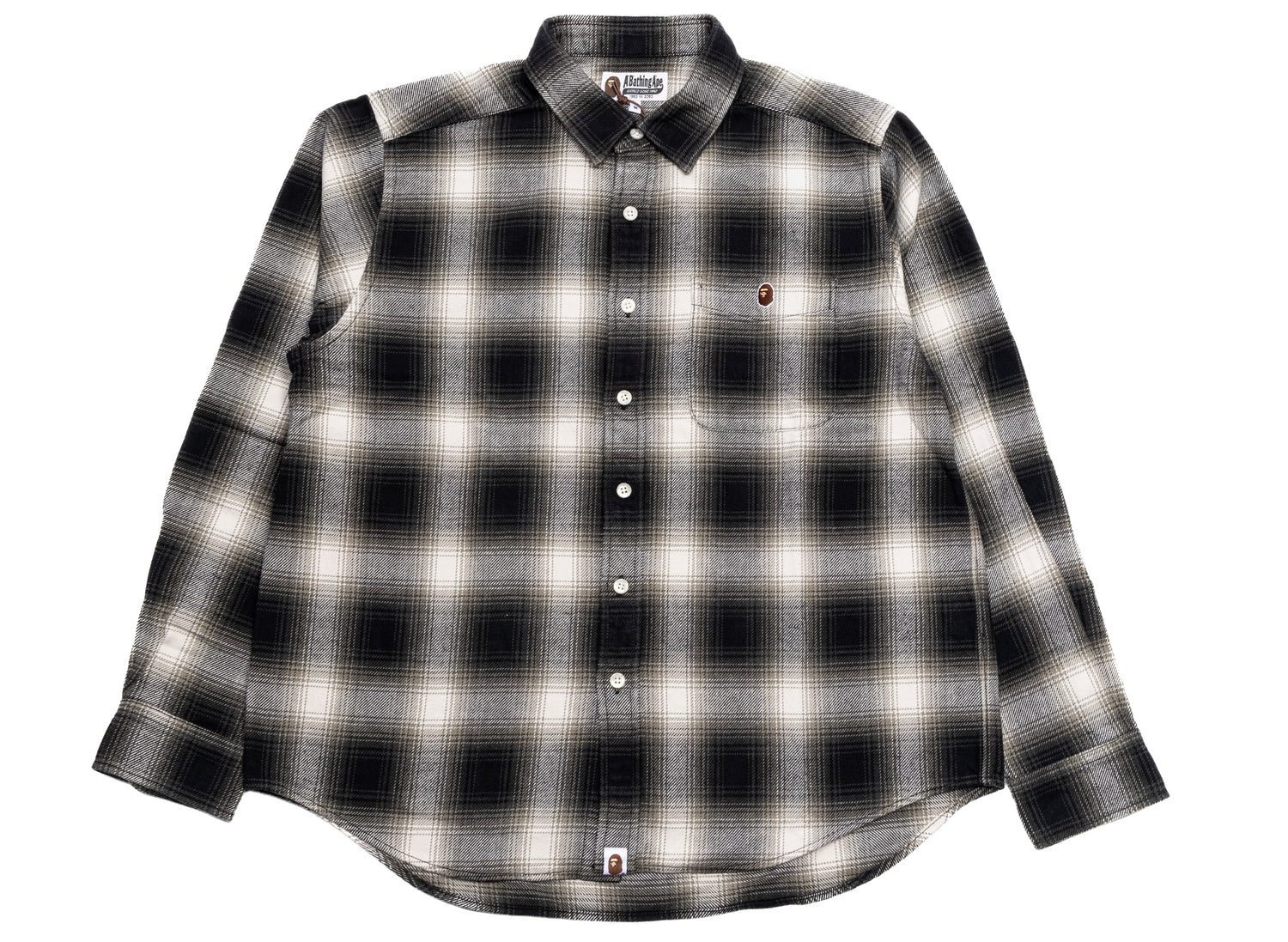 bape dress shirt A Bathing Ape One Point Ombre Check L/S Shirt in Ivory – Oneness Boutique