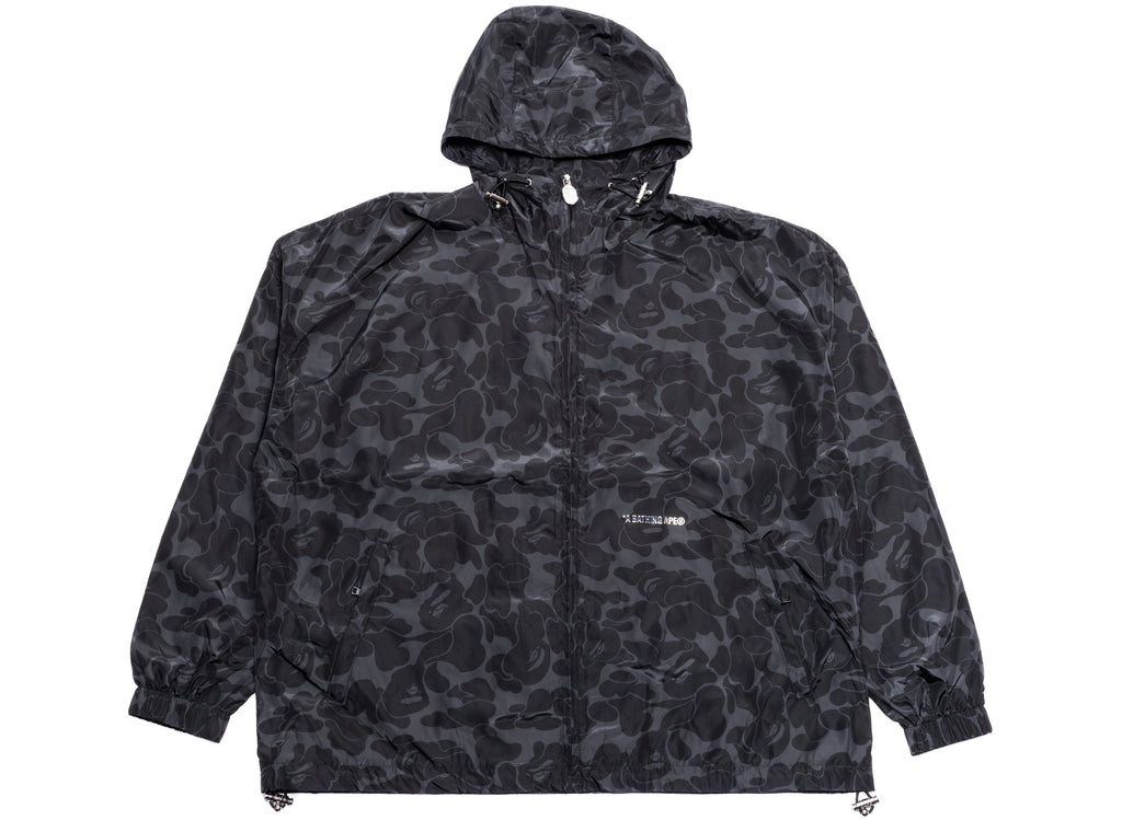 A Bathing Ape Solid Color Nylon Hooded Jacket in Black