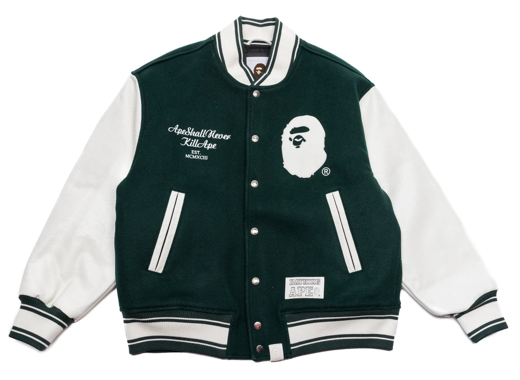 A Bathing Ape Bape Varsity Jacket in Green
