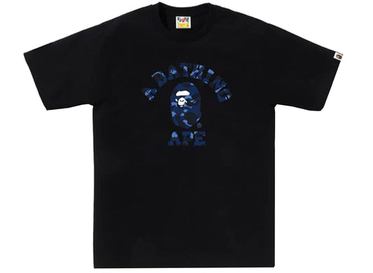 A Bathing Ape Color Camo College Tee in Black/Blue xld