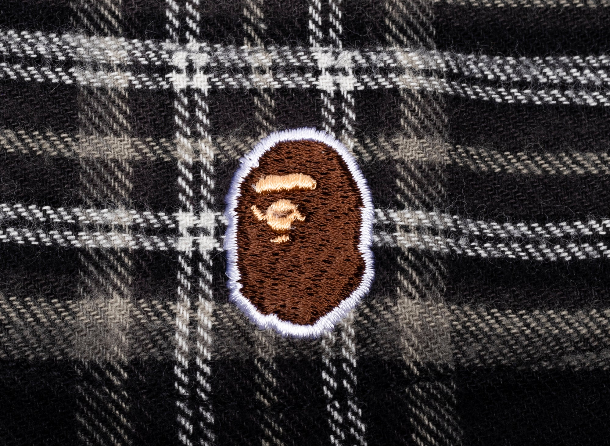 A Bathing Ape One Point Flannel Check Relaxed Fit Shirt in Black