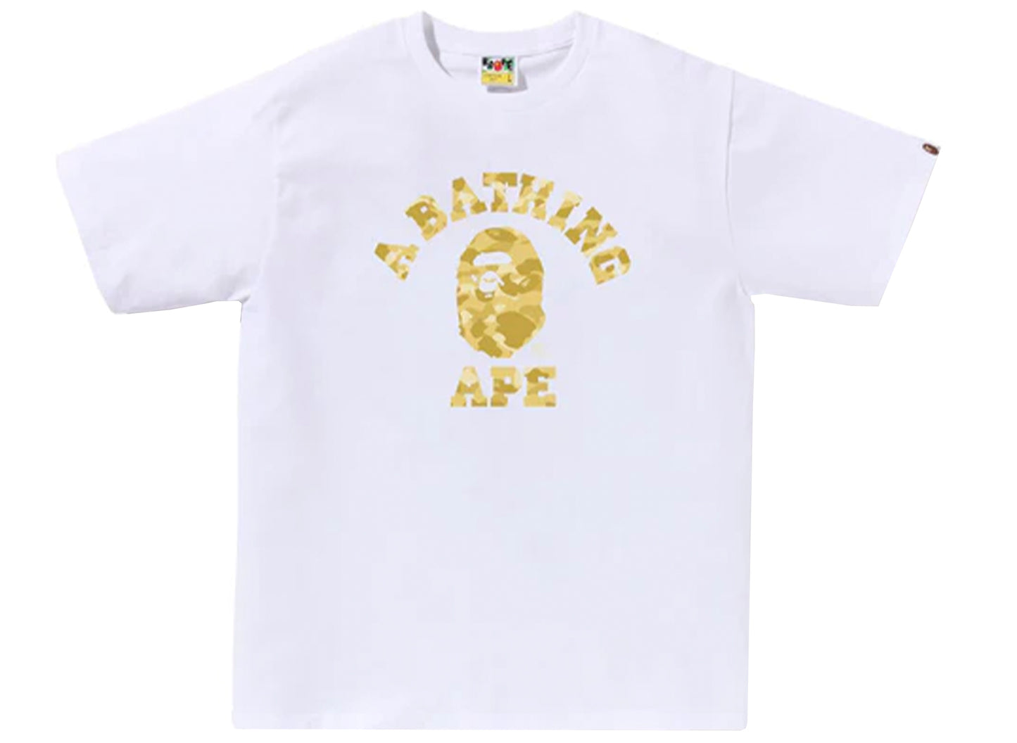 A Bathing Ape Color Camo College Tee in White/Yellow xld