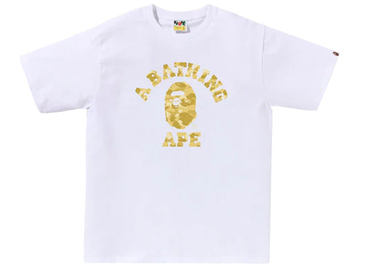 A Bathing Ape Color Camo College Tee in White/Yellow xld