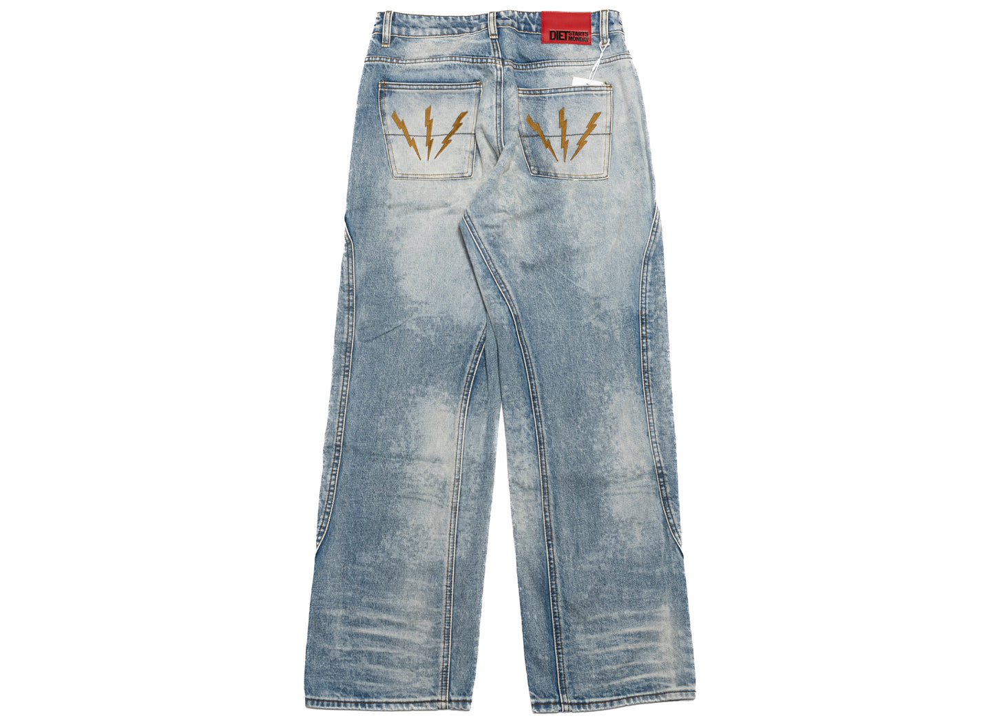 Diet Starts Monday Double Knee Bolt Denim in Bleached Indigo