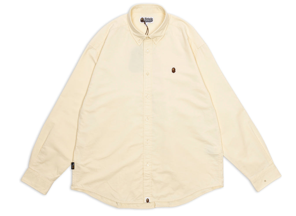 A Bathing Ape One Point Oxford L/S Shirt in Beige