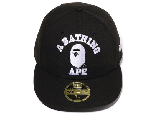 Bape College New Era 59Fifty Low Profile Hat w/ Cap Clip in Black xld