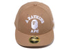 Bape College New Era 59Fifty Low Profile Hat w/ Cap Clip in Beige