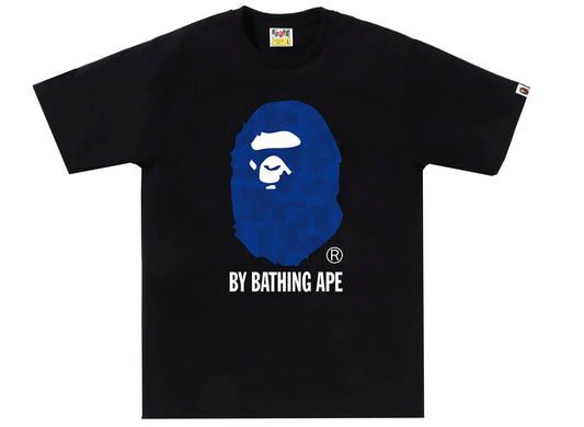 A Bathing Ape Ink Camo Ape Head Tee in Black xld