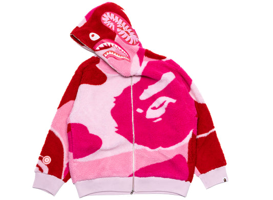 A Bathing Ape Mega ABC Camo Shark BOA Hoodie Jacket in Pink xld