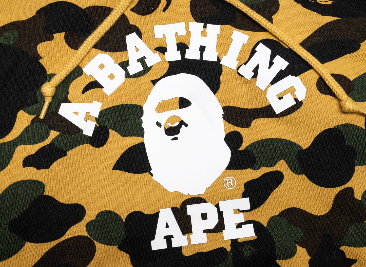 A Bathing Ape 1st Camo College Pullover Hoodie in Yellow xld