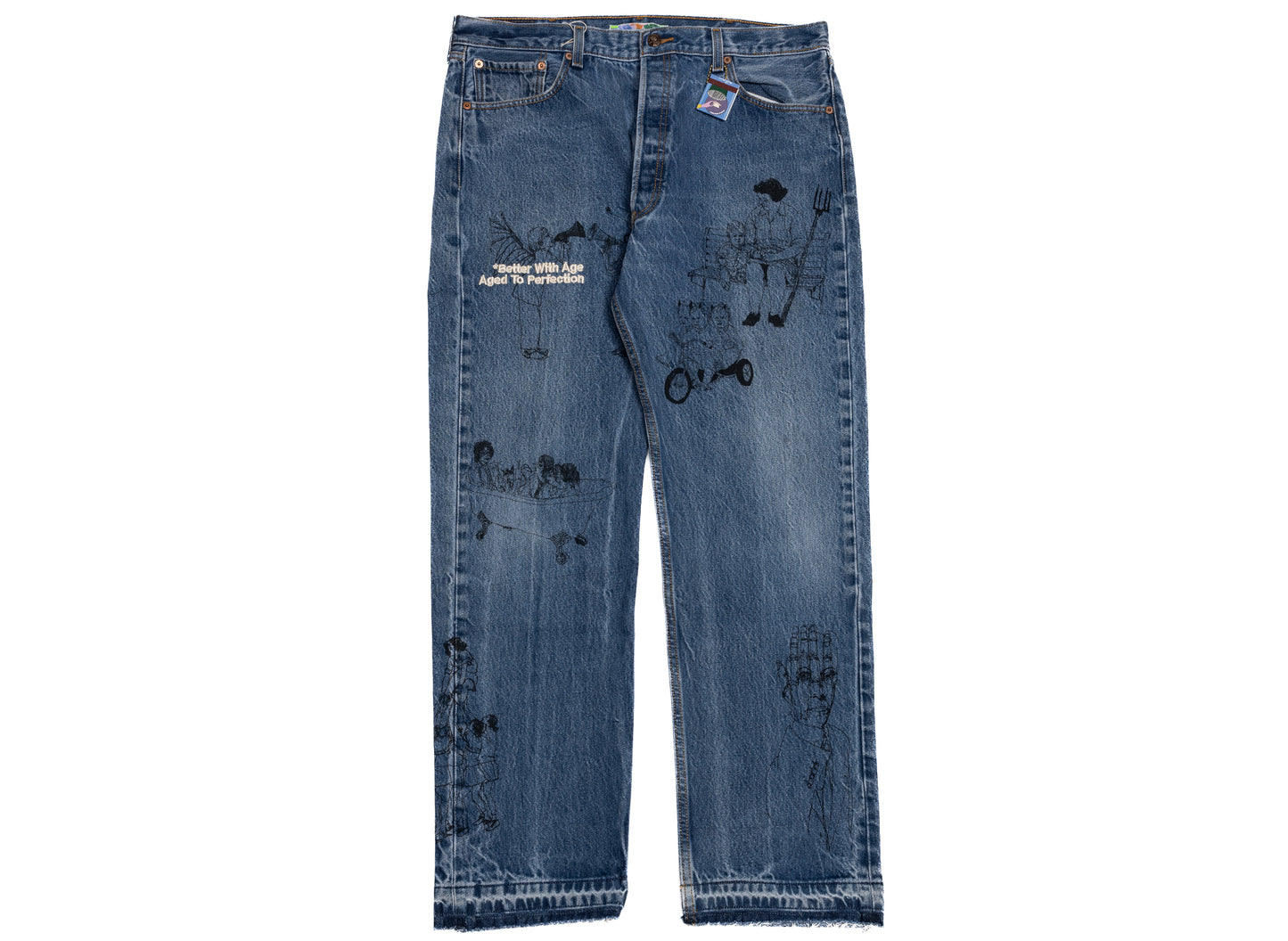 Better With Age Gene Denim in blue, a handmade one-of-one pair of men's jeans