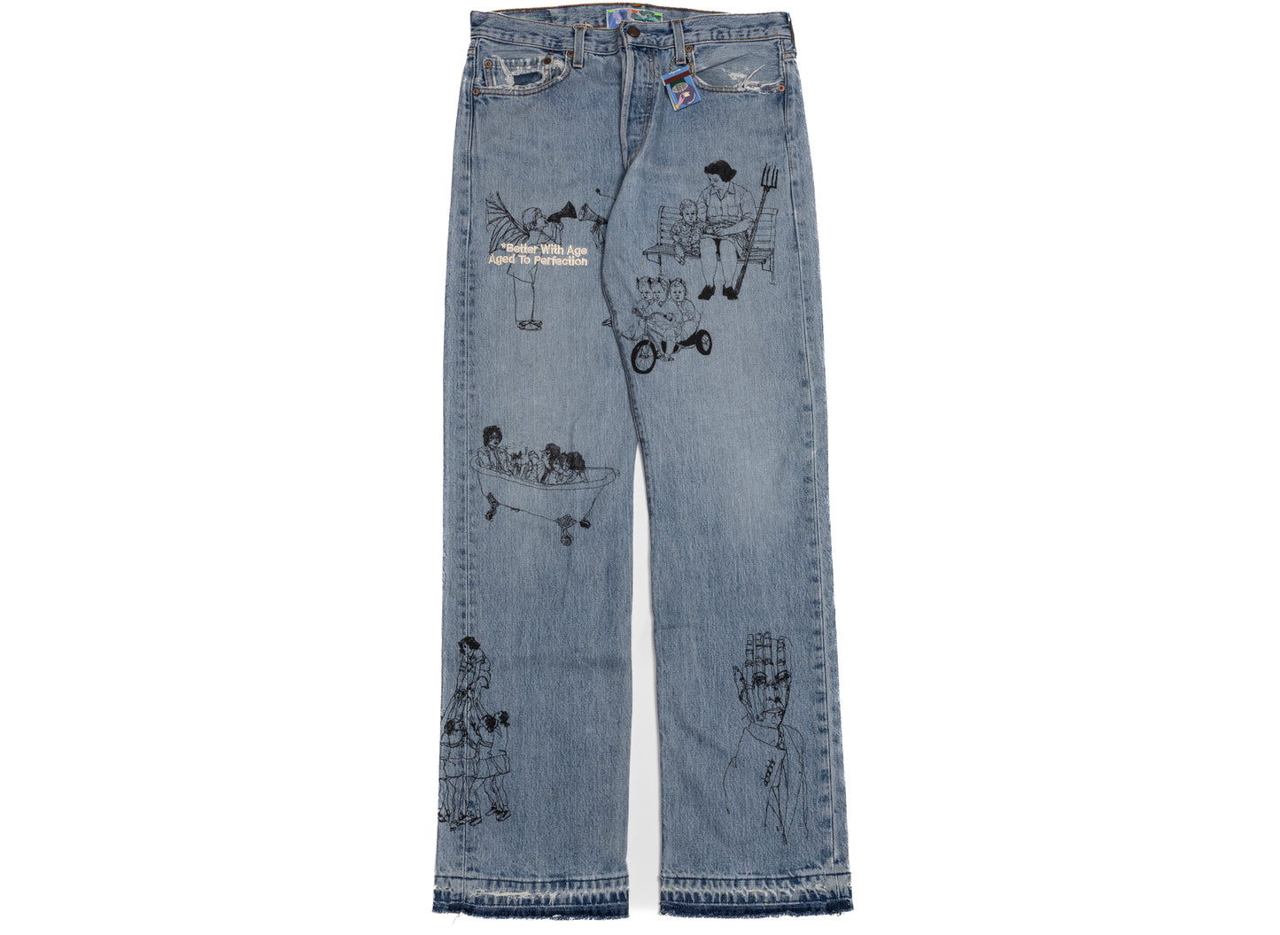 Better With Age Gene Denim in blue, one-of-one handmade pair of men's jeans
