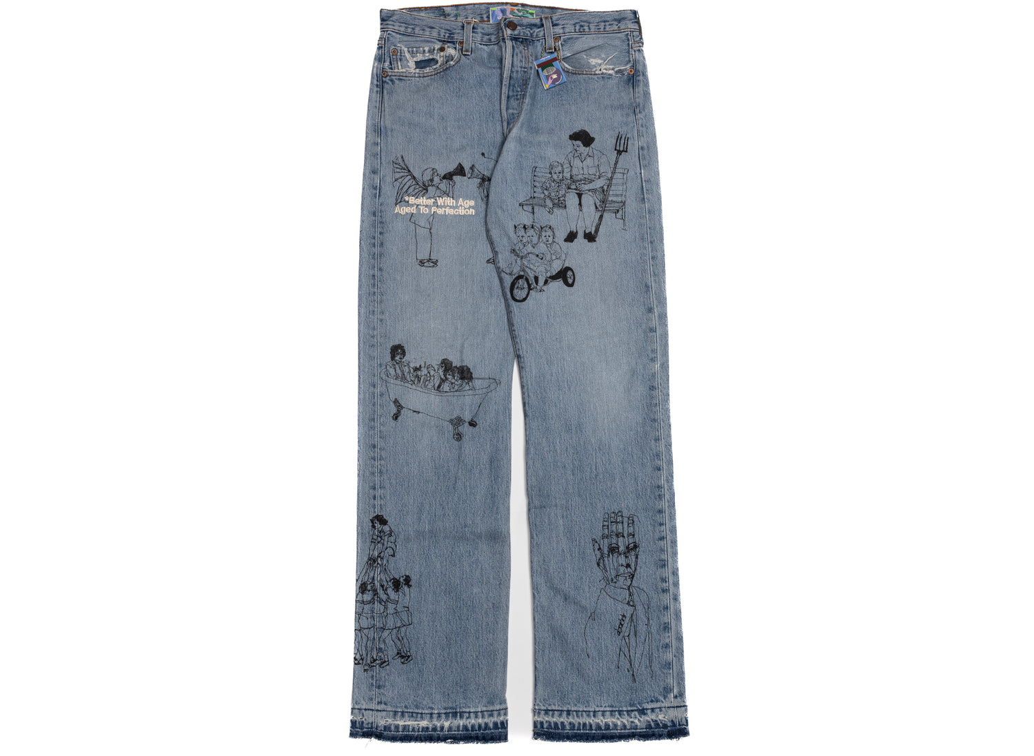 Better With Age Gene Denim in blue, one-of-one handmade pair of men's jeans