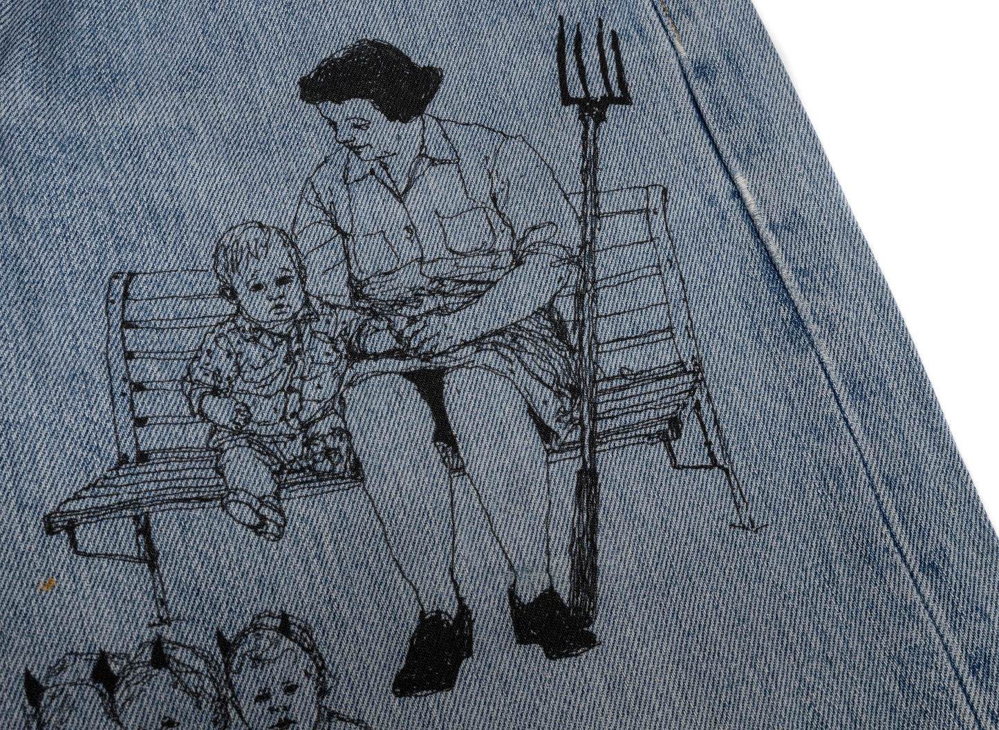 Better With Age Gene Denim in blue, one-of-one handmade pair of men's jeans, view 2