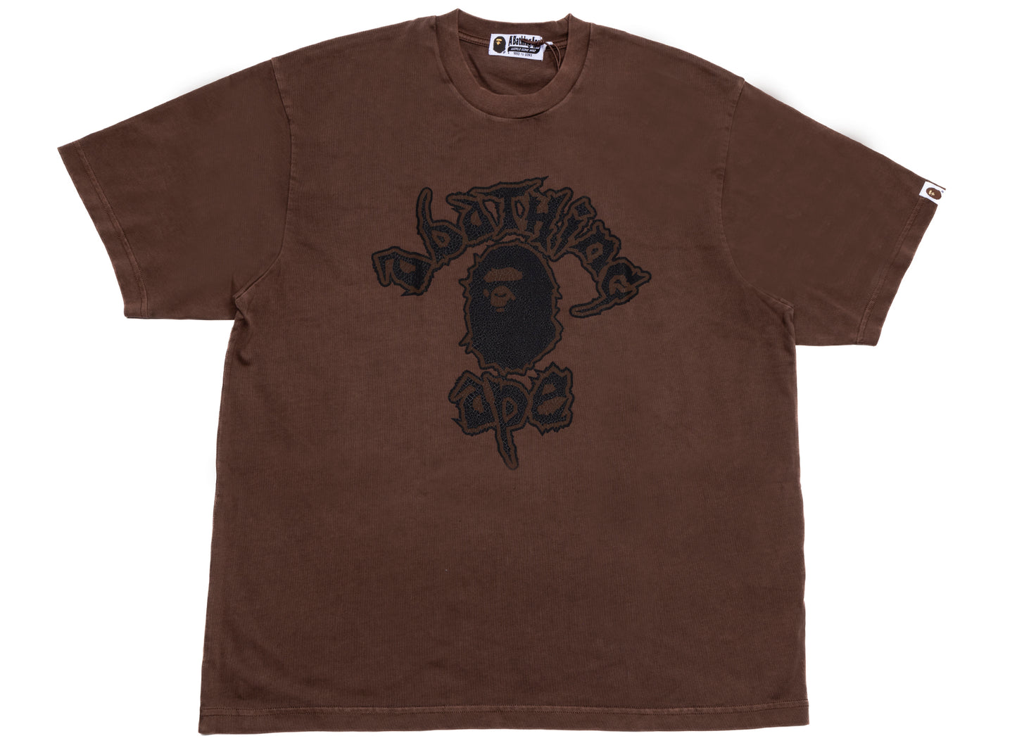 A Bathing Ape Mad College Garment Dyed Relaxed Fit Tee in Brown xld