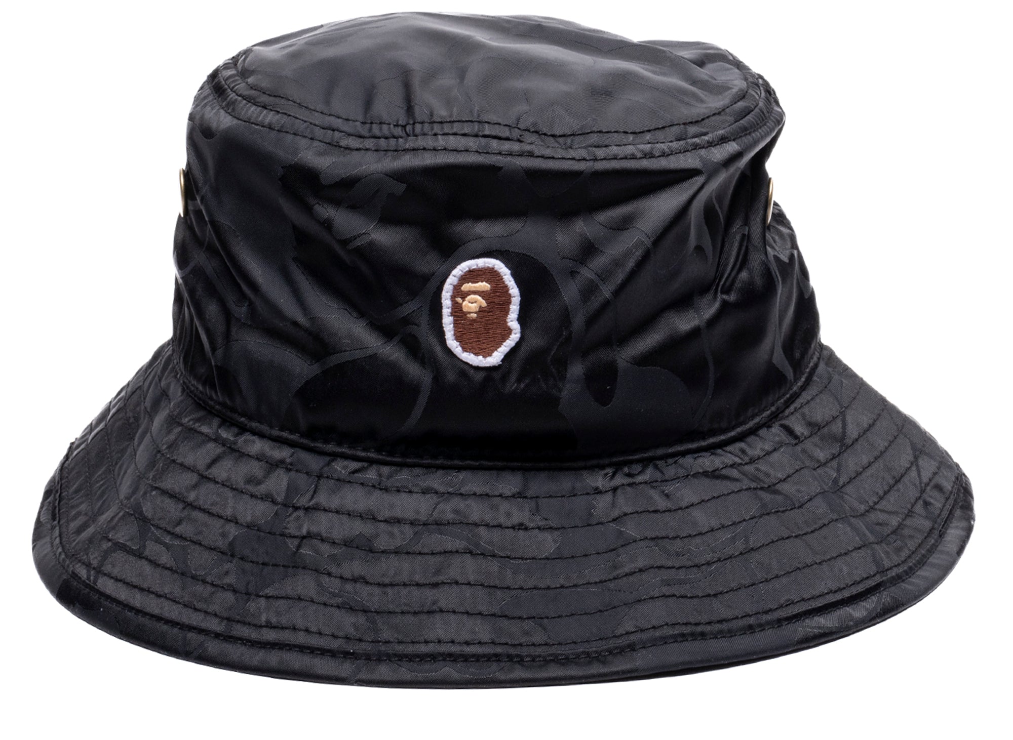 A Bathing Ape Tonal Solid Camo Bucket Hat in Black Oneness Boutique