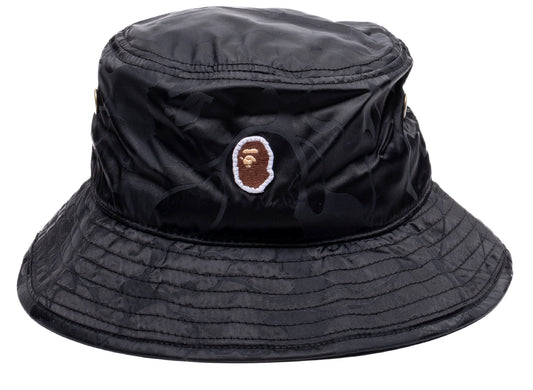 A Bathing Ape Tonal Solid Camo Bucket Hat in Black xld