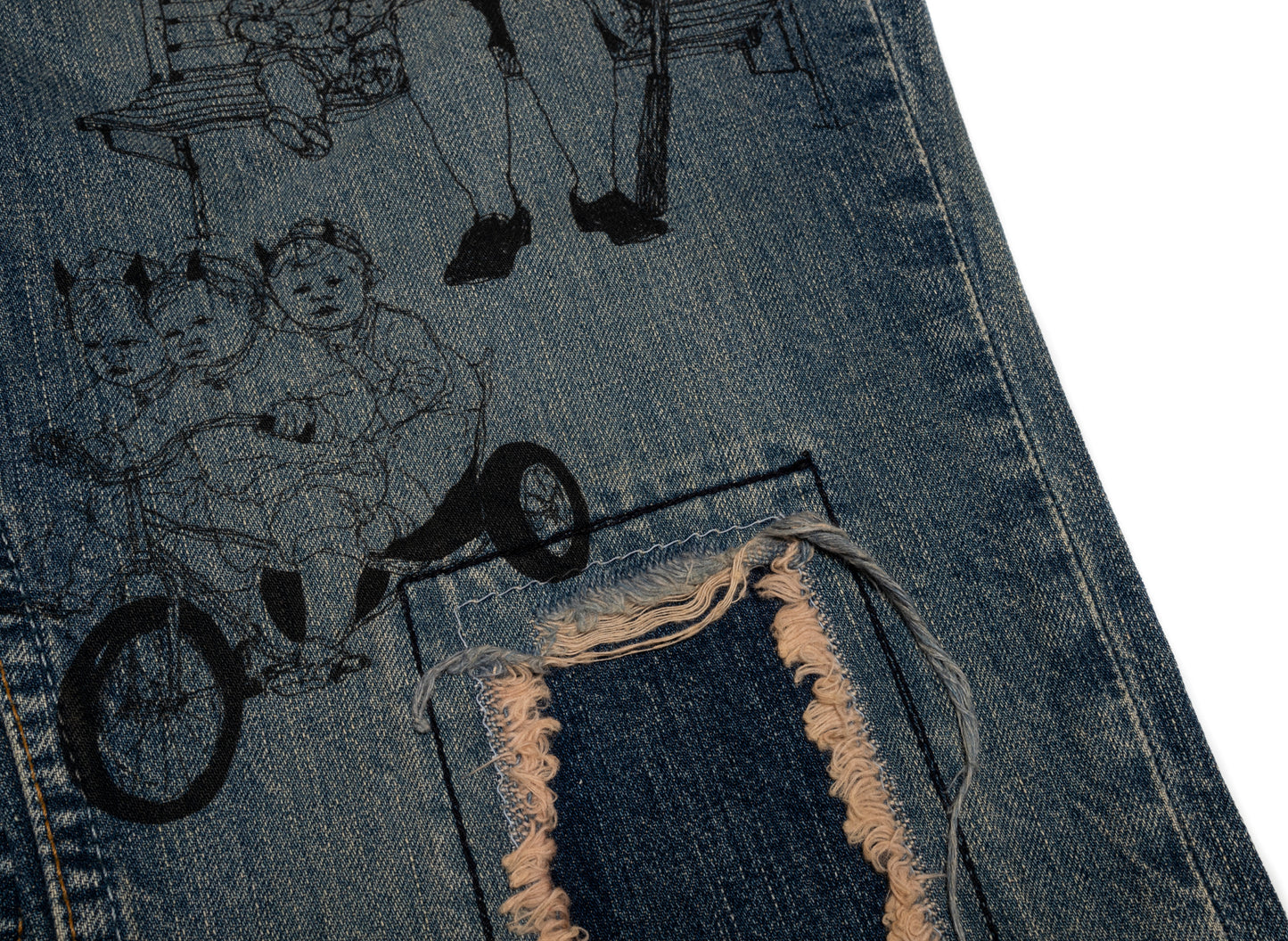Better With Age Gene Denim in blue, handmade one-of-one men's jeans made in the USA, view 2