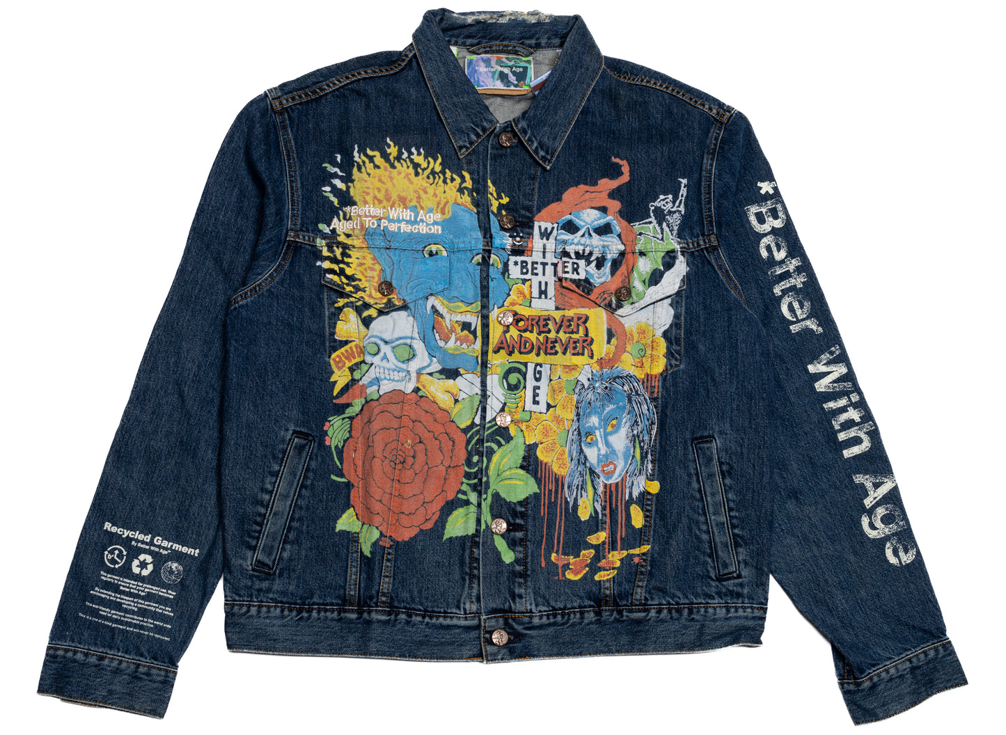 Better With Age Maudye Trucker Jacket in blue, a one-of-one handmade men's jacket
