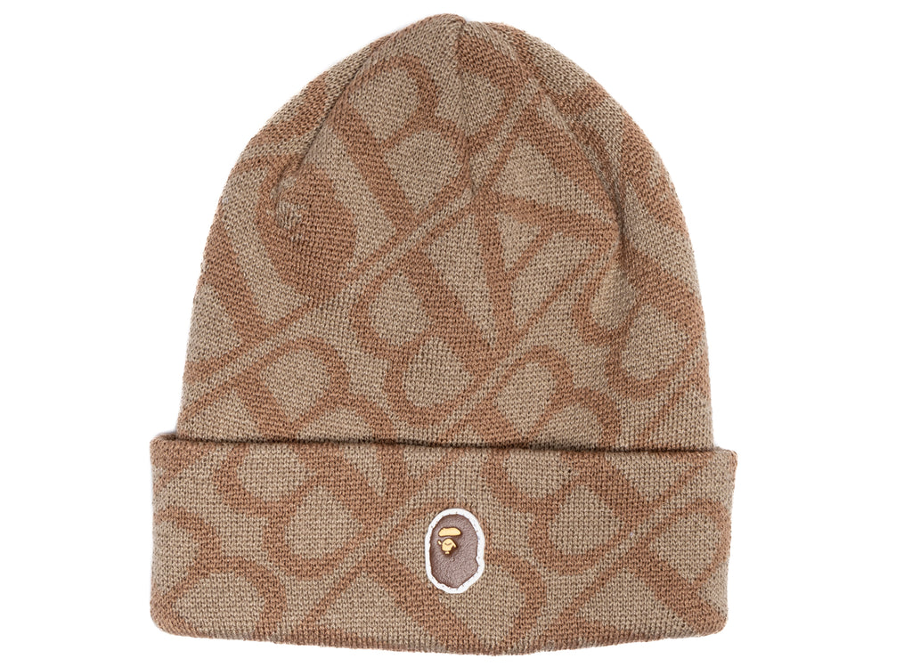 A Bathing Ape Sport Monogram Knit Cap in Beige