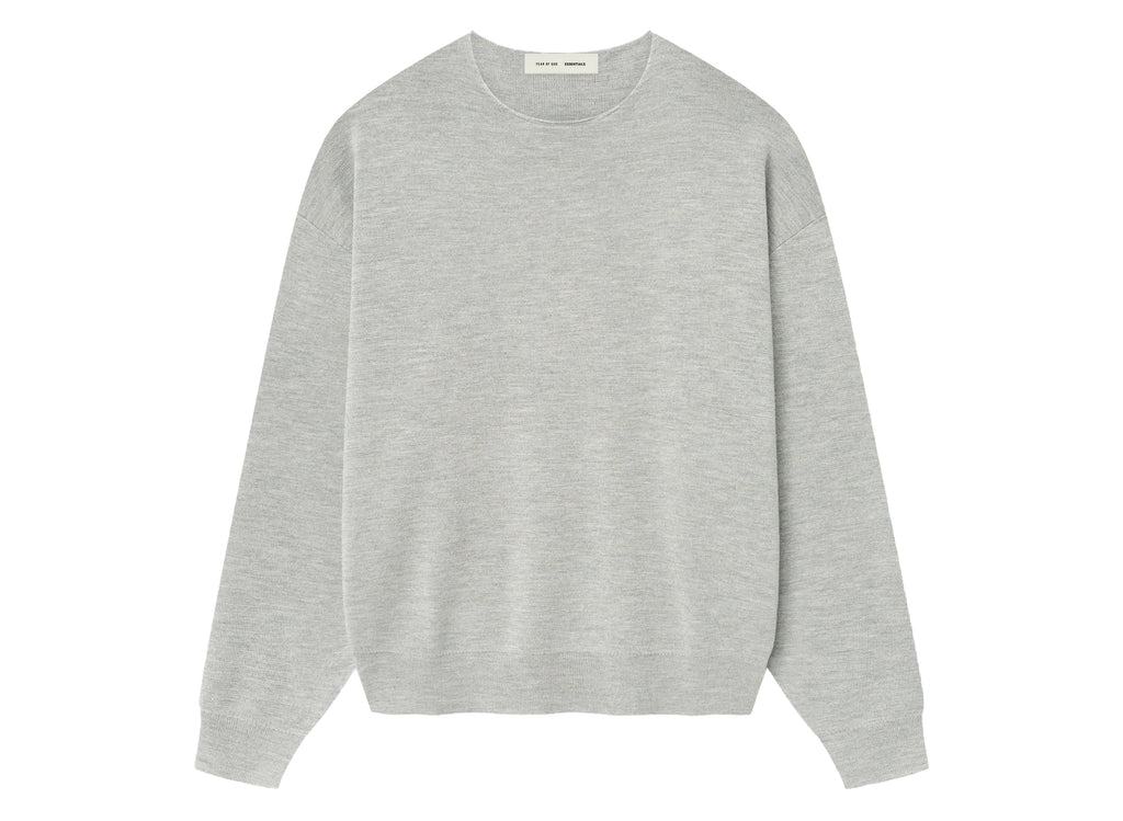 Fear of God Essentials Merino Long Sleeve Crewneck Sweater 'Concrete Heather'
