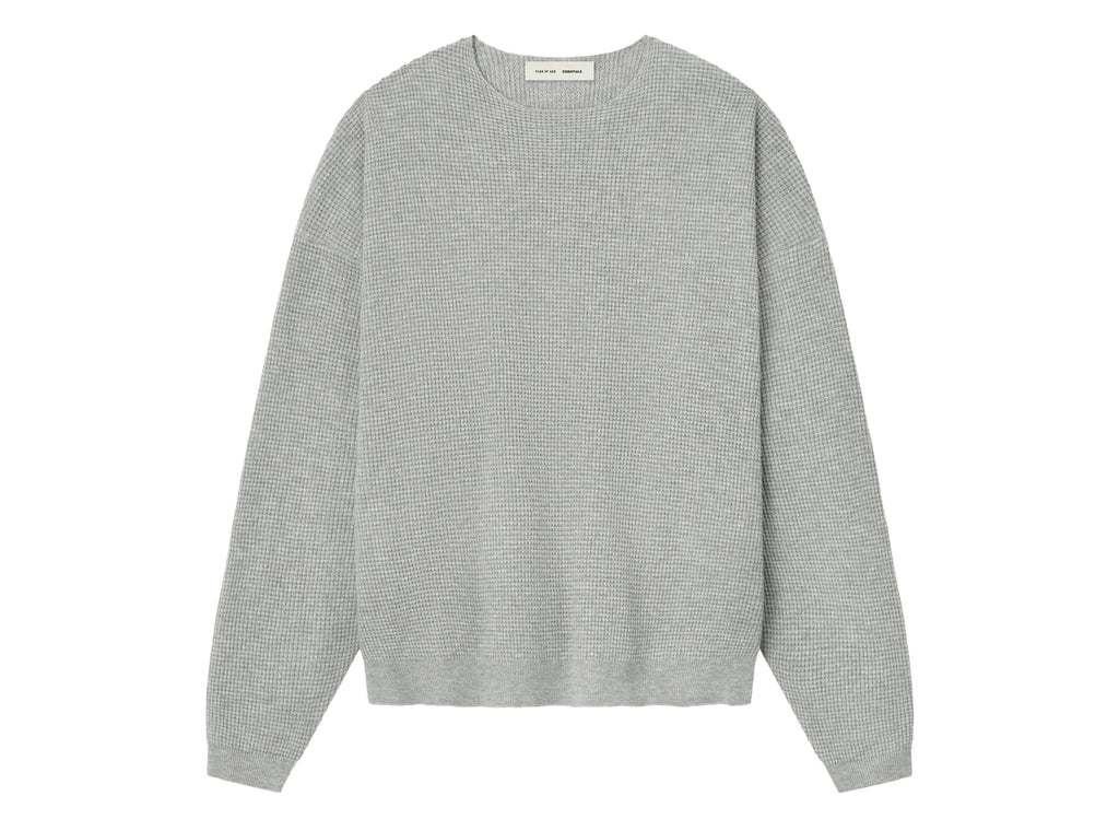 Fear of God Essentials Waffle Long Sleeve Crewneck Sweater 'Concrete Heather'