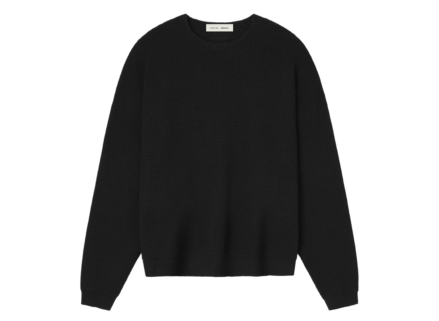 Fear of God Essentials Waffle Long Sleeve Crewneck Sweater 'Jet Black'